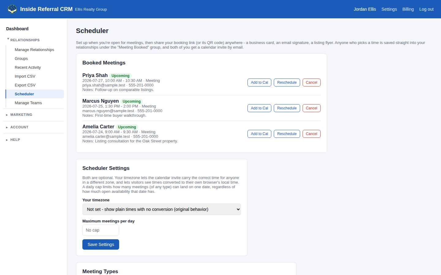 Scheduler screenshot